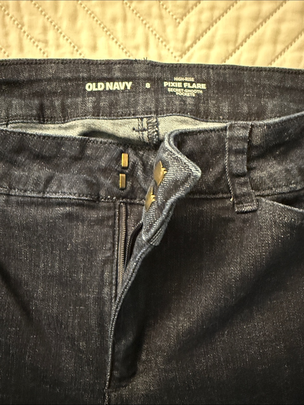 Old Navy Dark Indigo Pixie Flare Denim Pants Size 8
